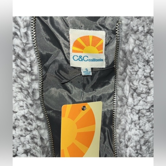 C&C California Sherpa gray with zipper poncho/cardigan S - Picture 6 of 10